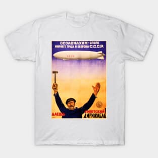 SOVIET CCCP AIRSHIP BLIMP Vintage Air Transport Propaganda T-Shirt